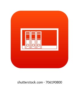 Office folders on the shelf icon digital red for any design isolated on white vector illustration