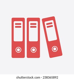 Office folders with papers and documents. Archives folder icon. 