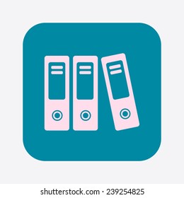 Office folders with papers and documents. Archives folder icon. 