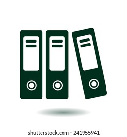 Office folders with papers and documents. Archives folder icon. 