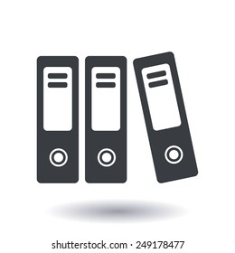 Office folders with papers and documents. Archives folder icon. 