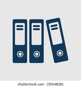 Office folders with papers and documents. Archives folder icon. 