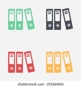 Office folders with papers and documents. Archives folder icon. 