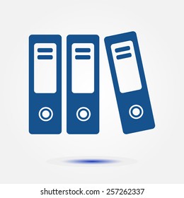 Office folders with papers and documents. Archives folder icon. 