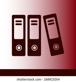 Office folders with papers and documents. Archives folder icon. 