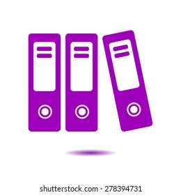 Office folders with papers and documents. Archives folder icon. 