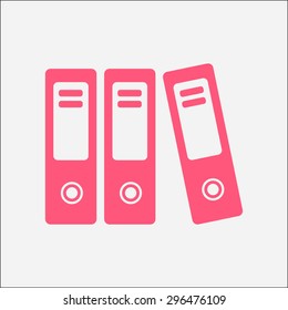 Office folders with papers and documents. Archives folder icon. 