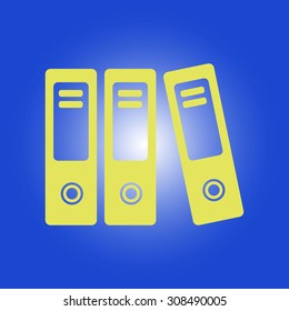 Office folders with papers and documents. Archives folder icon. 