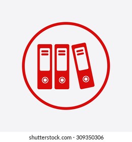 Office folders with papers and documents. Archives folder icon. 
