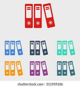 Office folders with papers and documents. Archives folder icon. 