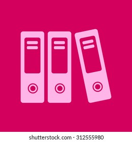 Office folders with papers and documents. Archives folder icon. 