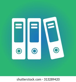 Office folders with papers and documents. Archives folder icon. 