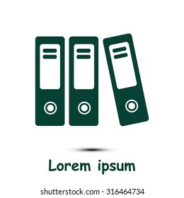 Office folders with papers and documents. Archives folder icon. 