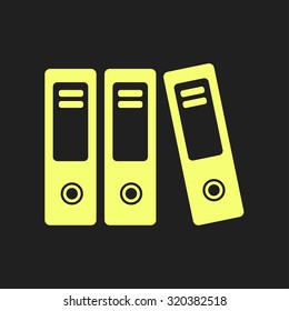 Office folders with papers and documents. Archives folder icon. 