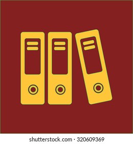 Office folders with papers and documents. Archives folder icon. 