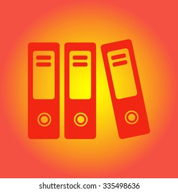 Office folders with papers and documents. Archives folder icon. 