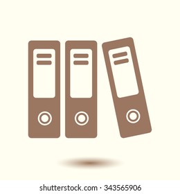 Office folders with papers and documents. Archives folder icon. 
