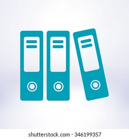 Office folders with papers and documents. Archives folder icon. 
