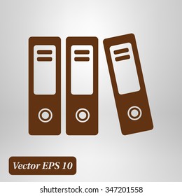 Office folders with papers and documents. Archives folder icon. 