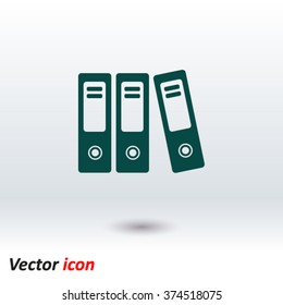 Office folders with papers and documents. Archives folder icon. 