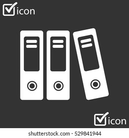 Office folders with papers and documents. Archives folder icon. 