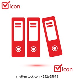 Office folders with papers and documents. Archives folder icon. 