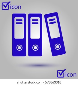 Office folders with papers and documents. Archives folder icon. 