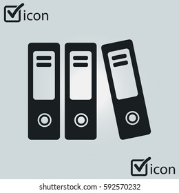 Office folders with papers and documents. Archives folder icon. 