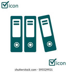 Office folders with papers and documents. Archives folder icon. 