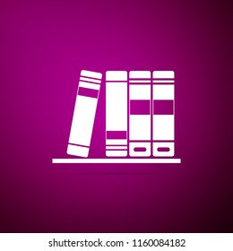 Office folders with papers and documents icon isolated on purple background. Archives folder sign. Flat design. Vector Illustration