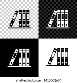 Office folders with papers and documents icon isolated on black, white and transparent background. Archives folder sign. Vector Illustration