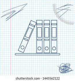 Office folders with papers and documents line sketch icon isolated on white background. Archives folder sign. Vector Illustration
