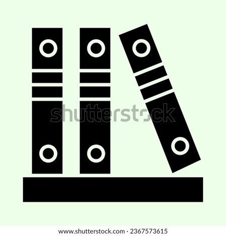Office folders solid icon. Row of binders glyph style pictogram on white background. Three business binder with archiving files for mobile concept and web design. Vector graphics