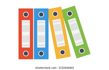 Iconos vectoriales de carpetas de Office. Conjunto de colores con archivos de carpetas de oficina. Administración de documentos o archivos. Vector 10 EPS.
