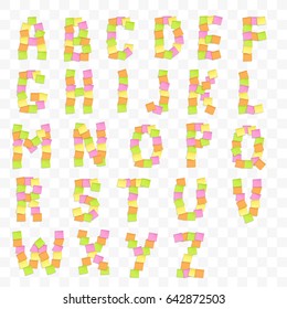 Office Font. Alphabet . Sticky. Vector illustration