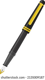 Office fountain pen, illustration, vector on a white background.