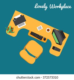 Office or freelancer workplace. Technical workspace. Vector