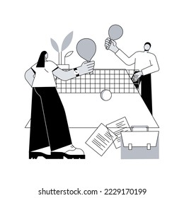 Office fun abstract concept vector illustration. Rest break at work, office fun game, stress management, sport zone, colleagues playing together, teambuilding activity abstract metaphor.
