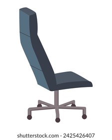 Office furniture of colorful set. The artwork features a lively chair adorned with a colorful cartoon design, adding a playful touch to any setting against white background. Vector illustration.