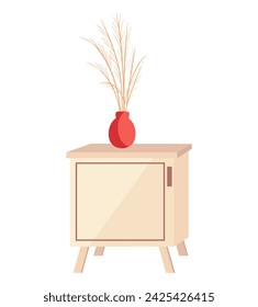 Office furniture of colorful set. The illustration features a chest adorned with a vibrant and whimsical cartoon design, blending creativity with practicality. Vector illustration.