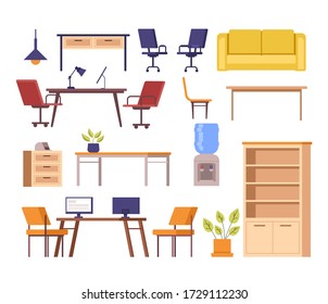 Office Furniture Isolated Set. Vector Flat Graphic Design Cartoon Illustration