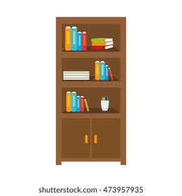office furniture library bookshelf books furniture object vector illustration