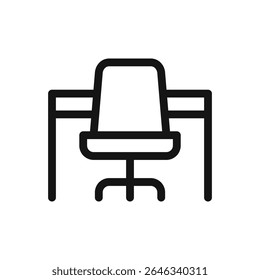 Office furniture line icon, work table with office chair vector symbol with editable stroke