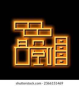 office furniture neon light sign vector. office furniture illustration