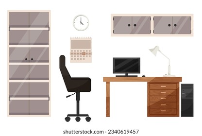 Office furniture. Office furniture, organizers and accessories. Vectyor illustration EPS10