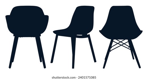 Office or Gaming Chair and Wooden Desk Chair silhouettes vector