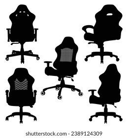 Office or Gaming Chair and Wooden Chair Silhouettes Vector