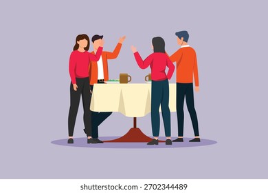 office gathering at restaurant. office Gathering concept. colored flat vector illustration isolated