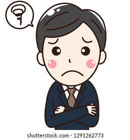 Office gentleman is bristling up. Because his works have problem and he is boring very much. This can use for advertising, poster and decorate your blog or website.