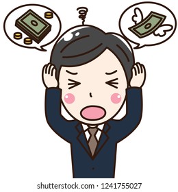 Office gentleman looklike has the problem, stressful and worry about financial and expenditure. This can use for advertising, poster and decorate your blog or website.